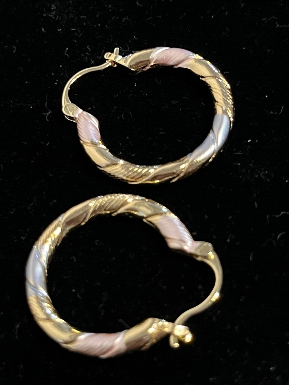 14k gold plated earrings tricolor hoops